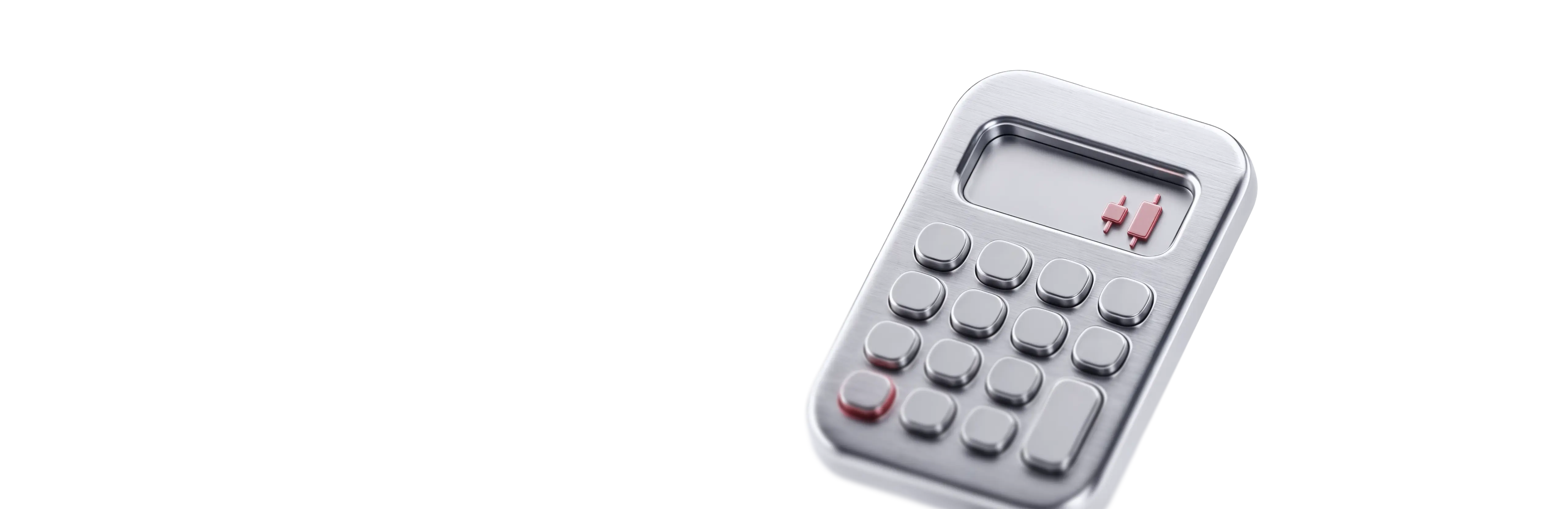 metallic calculator with candlestick chart icons