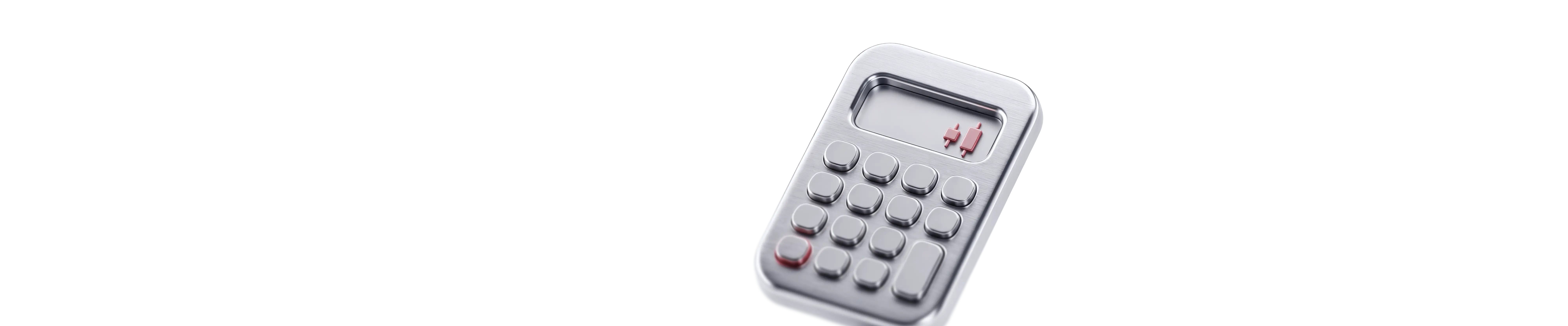 metallic calculator with candlestick chart icons